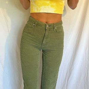 UO Olive Corduroy Mom high-rise pants